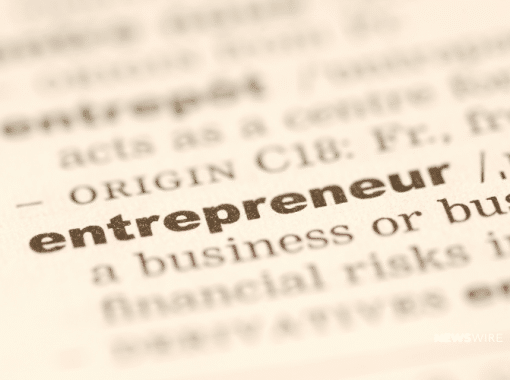 Close-up picture of the word "entrepreneur" and its definition. This image is being used for a pressrelease.com blog post that offers marketing tips for entrepreneurs.