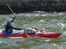 Bergman and kayaker Michalek in the Hudson River