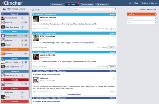 eClincher, a Social Media Management Startup Unveils A Unified Social Inbox