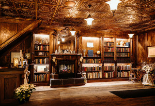 Holiday Warmth  in the Library at Bootleggers Lodge