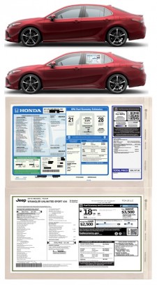 SaleSleeve attaches to inside or outside of vehicle to display vehicle information.
