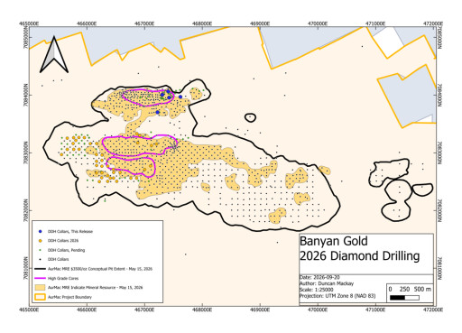 Banyan Gold Intersects 1.88 g/t Gold over 17.9 Metres in the Gap Between Airstrip and Powerline, and Identifies High-Grade Gold in Airstrip Footwall at AurMac, Yukon, Canada