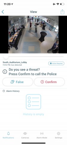 Gun Detection Alert on iPhone App