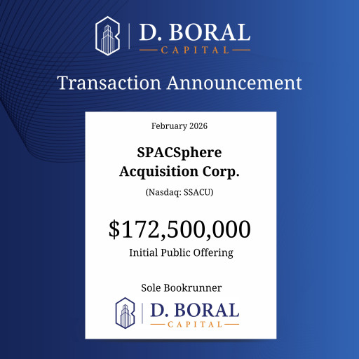 D. Boral Capital Acted as Sole Bookrunner to SPACSphere Acquisition Corp. (Nasdaq:SSACU) in Connection with its $172,500,000 Initial Public Offering