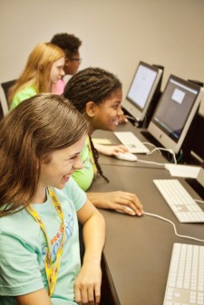 Girls at computers