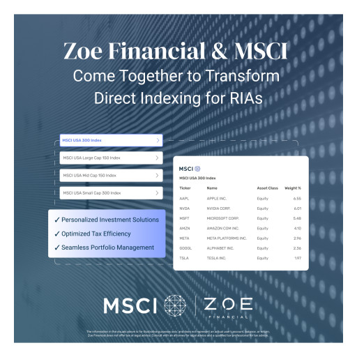 Zoe Financial & MSCI Come Together to Transform Direct Indexing for RIAs