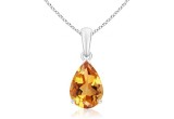 Pear Shaped Citrine Solitaire Pendant Necklace