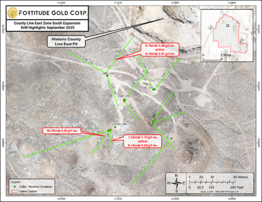 Fortitude Gold Drills 9.14 Meters Grading 2.01 g/t Gold, Including 6.10 Meters Grading 2.88 g/t Gold at County Line East Zone
