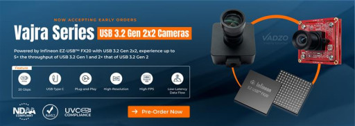 Vadzo Imaging Launches Industry-First USB 3.2 Gen 2x2 UVC Camera Family Built on Infineon FX20 Platform
