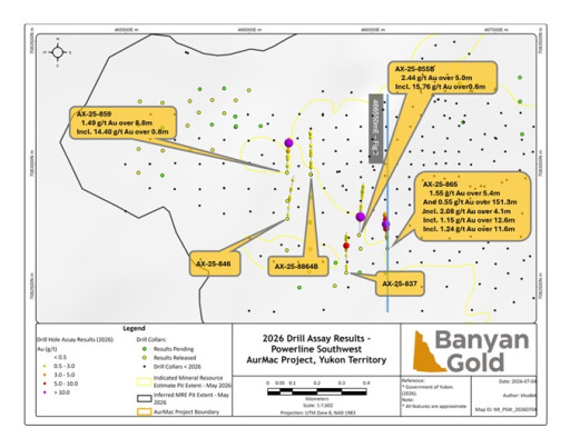 Banyan Gold Continues to Delineate High-Grade in Powerline Southwest, AurMac Project, Yukon, Canada