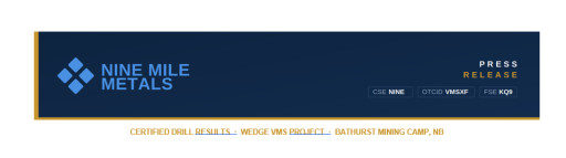 Nine Mile Metals DDH Wd-26-14 Intersects 5.09% Cu-Eq Over 14.15m Including 6.35% Cu-Eq Over 9m and 7.45% Cu-Eq Over 6m