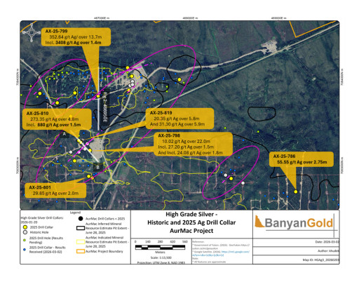 Banyan Intercepts Several New Distinct High-grade Silver Veins, including 3,408 g/t Ag over 1.4 m, at AurMac, Yukon