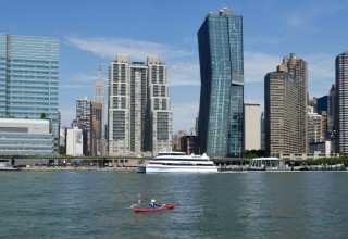 Swimming Past Iconic NYC architecture