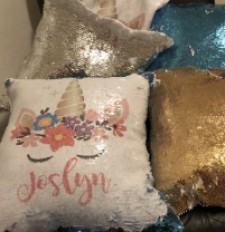Sequin pillow