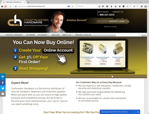 Craftmaster Hardware Releases New B2B Website, Offers E-Commerce Solution for Institutional Locksmiths and Facilities Management Professionals