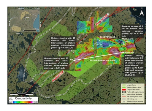 Independent Report Confirms Uranium Discovery and Expansion Potential at Angilak - Highlights 31 KM Rib-Nine Iron Trend With Grades up to 30.3% U3O8 & Mushroom Lake With Grades of up to 47.8% U3O8 in Outcrops