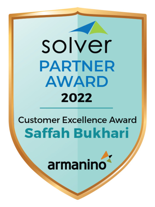 Saffah Bukhari, Armanino, Receives Customer Excellence Award From Solver