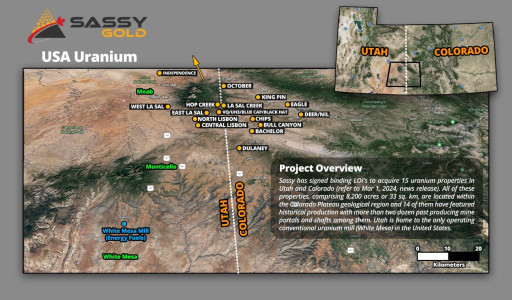 Sassy To Acquire Advanced Uranium Properties in Utah and Colorado