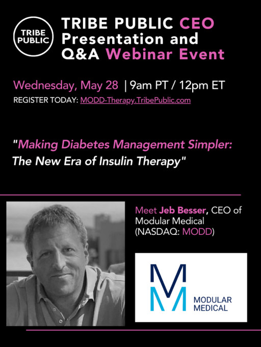 Registration Is Now Open For Tribe Public's CEO Presentation and Q&A Webinar Event Titled "Making Diabetes Management Simpler: The New Era of Insulin Therapy"  Featuring Modular Medical CEO - Wednesday, May 28, 2025