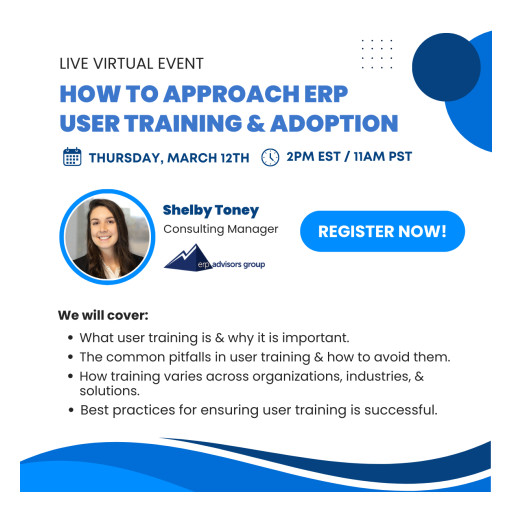 Free Live Event to Help Attendees Ensure ERP Success Through User Training and Adoption