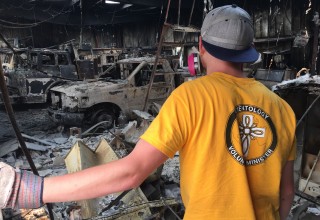 Burned out cars and trucks, destroyed by the Carr Fire in Northern California