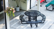 Metal Table with Bench Outdoor Backyard