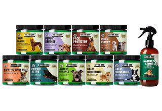 The complete Better Dog Supplements™ collection, featuring nine NASC-certified formulas.