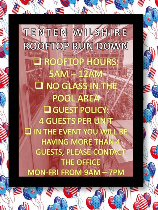 TenTen Wilshire Encourages Tenants to Follow These Simple Rules When Visiting the 1010 Rooftop