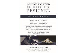 Meet the Designer: Noam Carver promotional flyer for Clowes Jewellers