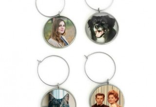 Set of four picture wine charms