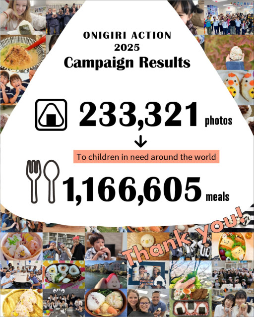 TABLE FOR TWO's 2025 ONIGIRI ACTION Campaign Provides 1.1 Million School Meals with 233,321 "Onigiri" Rice Ball Photo Posts in 40 Days