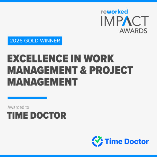 Time Doctor Wins Gold at 2026 Reworked IMPACT Awards in Work Management & Project Management Category