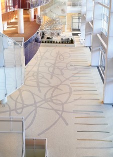 The terrazzo floor in the grand lobby of the new George S. and Dolores DorÉ Eccles Theater in Salt Lake City