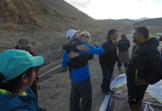 Congratulations after historic finish