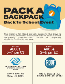 Indiana Toll Road Pack-a-Backpack Flyer