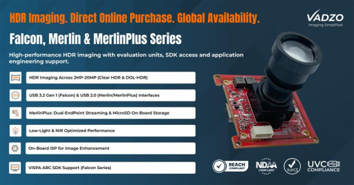 Vadzo Imaging Introduces Its Complete HDR USB Camera Portfolio Online with no MOQ