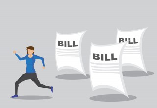 Woman Running From Bills