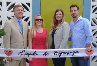 Steve Hovde, Nicole Bice, Marianne Irwin Spangler, and Matt Spangler at the grand opening