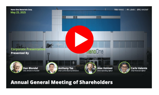 Nano One Provides Annual General Meeting Results & Corporate Update