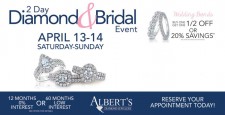 Albert's Diamond Jewelers Hosts 2 Day Diamond & Bridal Event with Special Offers on Wedding Bands and Diamond Trade-Ins