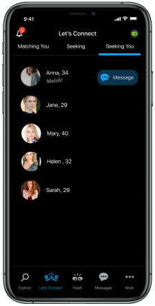 TeamUp Fitness App 'Let's Connect' feature
