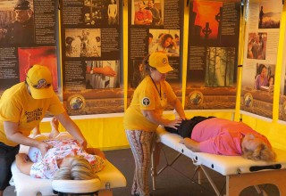 One of the most popular services at the tent were Scientology assists