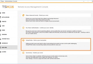 The Virtual Printer is included as a trial version in TSplus 12.70