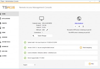 TSplus 12.60 home dashboard allows direct access to changelog! 