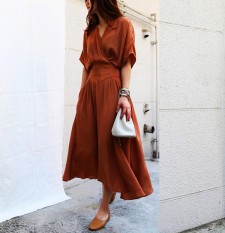 Fashion Short Sleeve Maxi Dresses Casual Dress