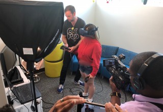 Chance Glasco with Survivor of Human Trafficking Explaining