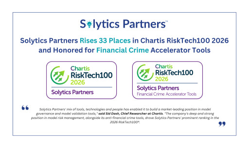 Solytics Partners Climbs 33 Places to #45 in Chartis Risktech100(R) 2026, Wins Financial Crime Analytics Category Award