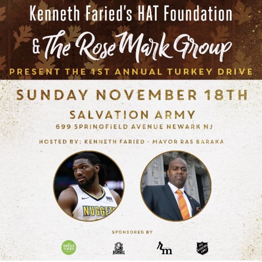 First Annual Newark Turkey Drive With Brooklyn Net Star Kenneth Farried, Mayor Ras Baraka & the RoseMark Group
