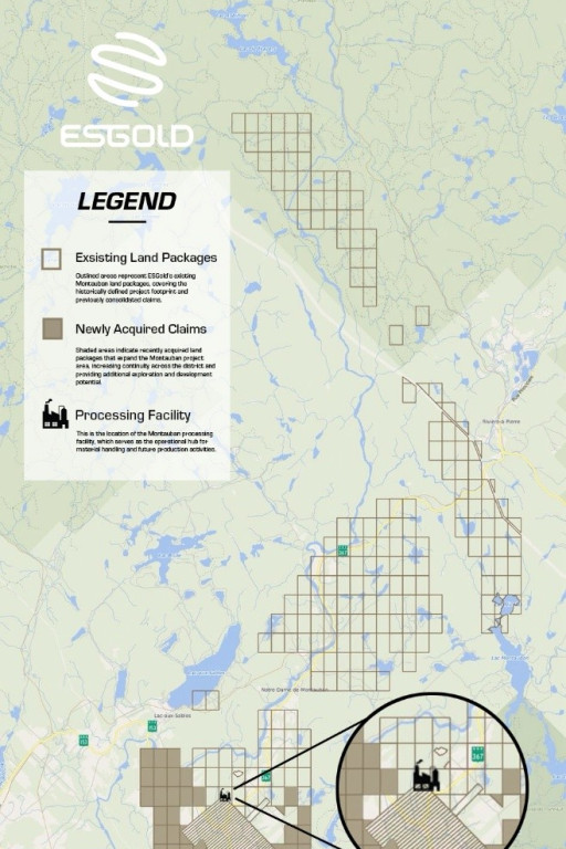 ESGold Expands Montauban Land Position Following 3D Geological Model Identifying Potential District-Scale Mineralized Corridor