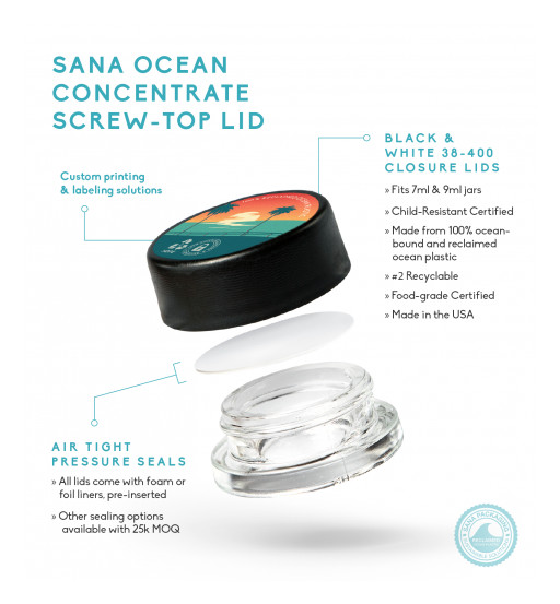 Sana Packaging Releases the Cannabis Industry's First Concentrate Lid Made From 100% Ocean-Bound and Reclaimed Ocean Plastic